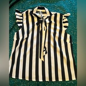 SHEIN black and white stripped blouse.